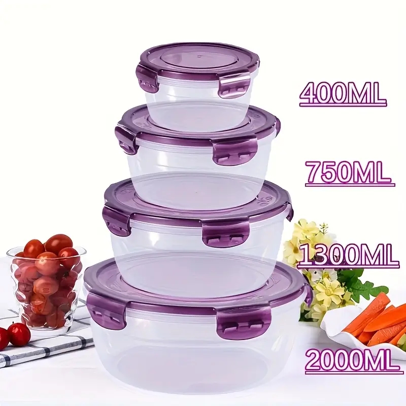 Food Storage Plastic Boxes - 4 Plastic Food Storage Containers, Lunch
