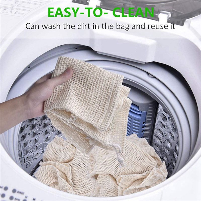 Produce Bag Reusable Mesh - [N84R] 9Pcs/Set High Quality Mesh Produce