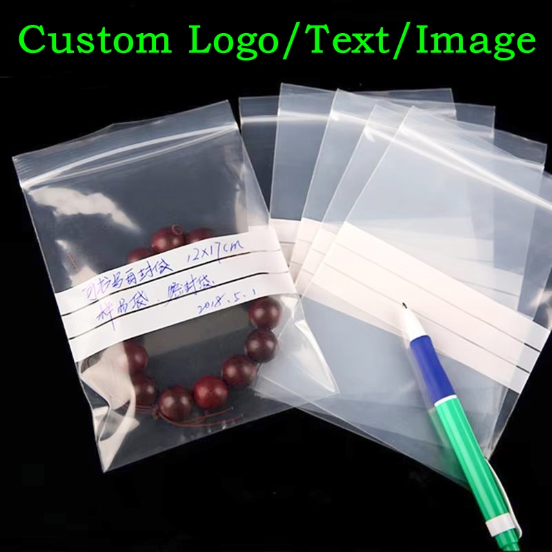 Food Storage Zip Lock Bags - 200PCS PE Clear Plastic Writing Ziplock