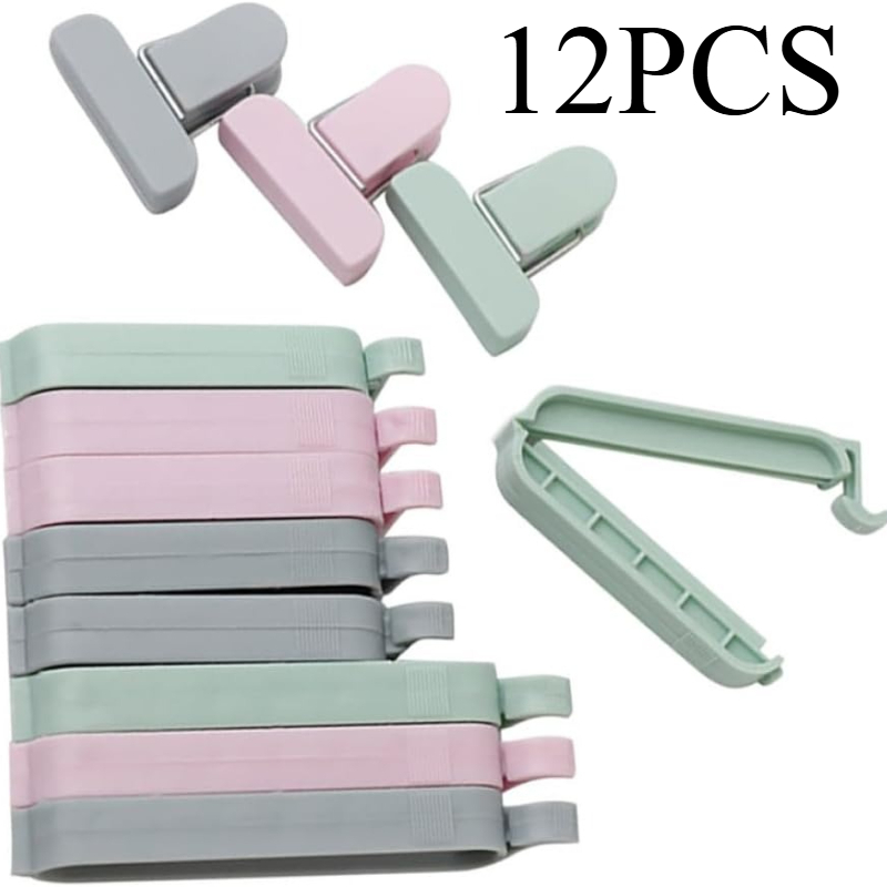 Food Storage Zip Lock Bags - 12pcs Mixed Color Plastic Sealing Clips