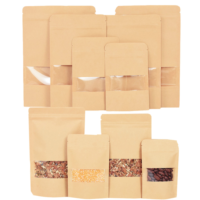 Food Storage Zip Lock Bags - 20/50pcs Kraft Paper Zip Lock Bags
