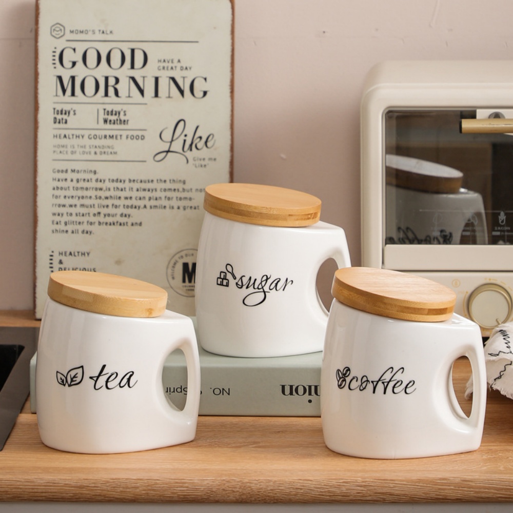 Food Storage Jars With Wooden Lids - Ceramic Storage Jar with Bamboo Lid