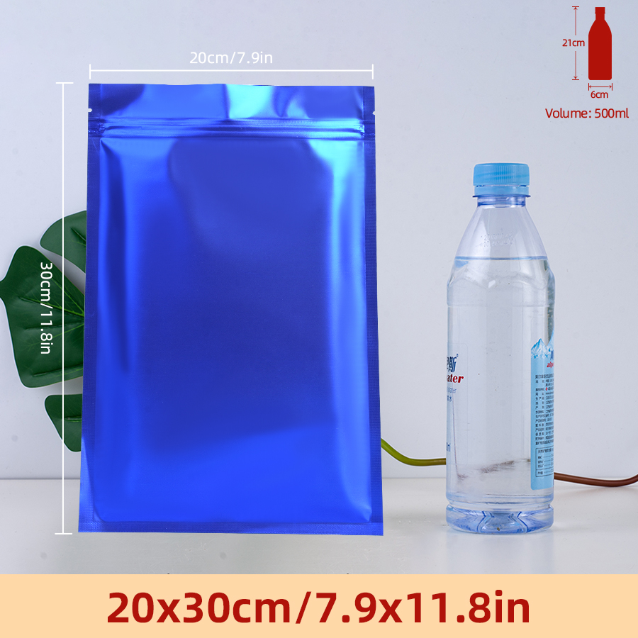 Food Storage Reusable Bags - 100pcs Matte Blue Foil Zipper Pouches,