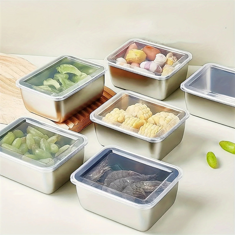 Food Storage Boxes With Lids - 1/3/5pcs Stainless Steel Food Storage Box