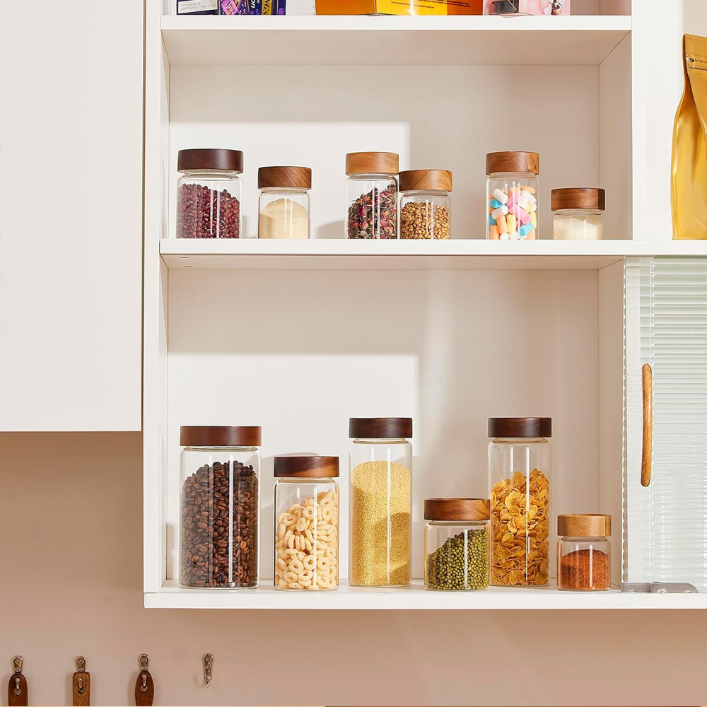 Glass Food Storage Jars with S - огляд і ціна Food Storage Jars With Wooden Lids