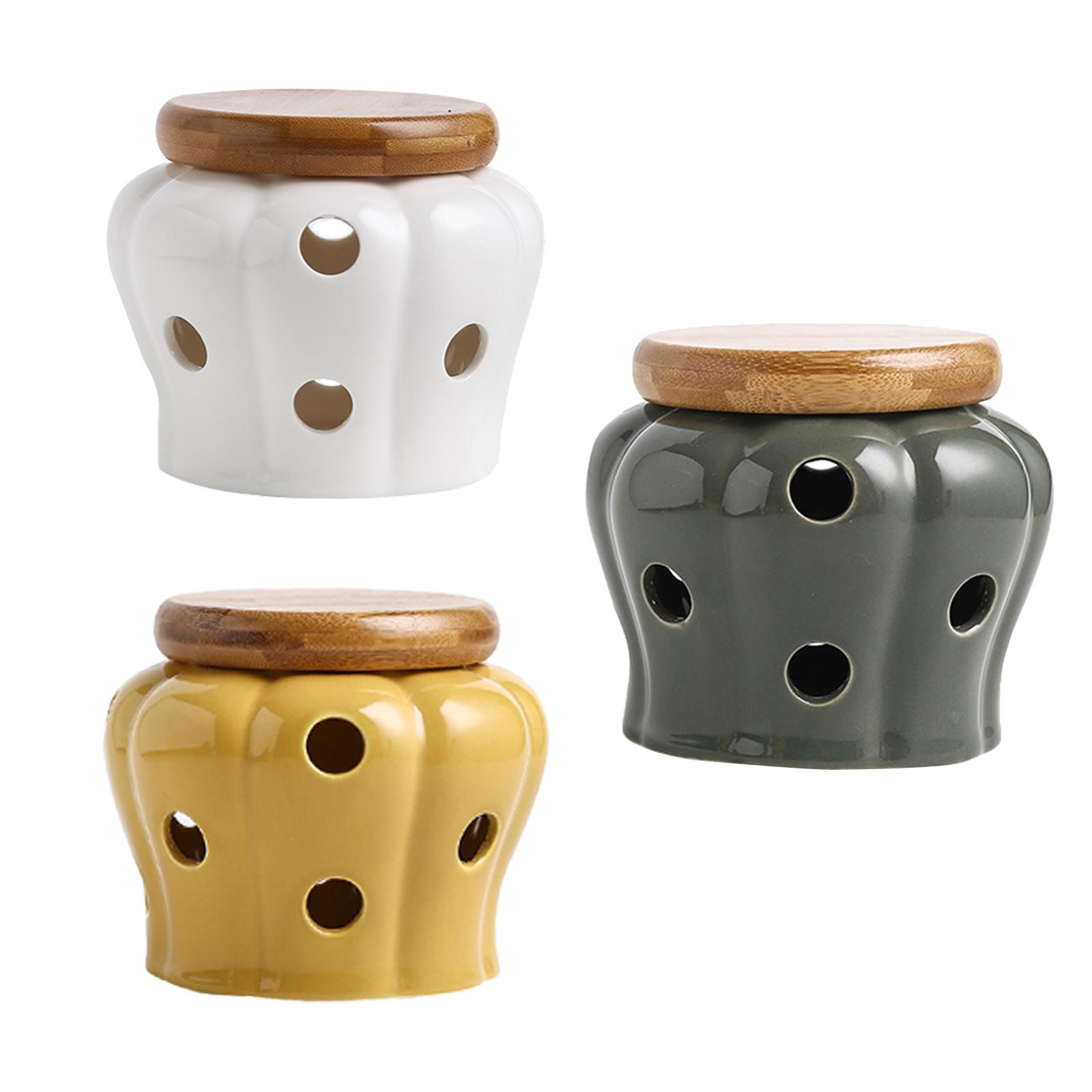 Ceramic Garlic Keeper with woo - огляд і ціна Food Storage Jars With Wooden Lids