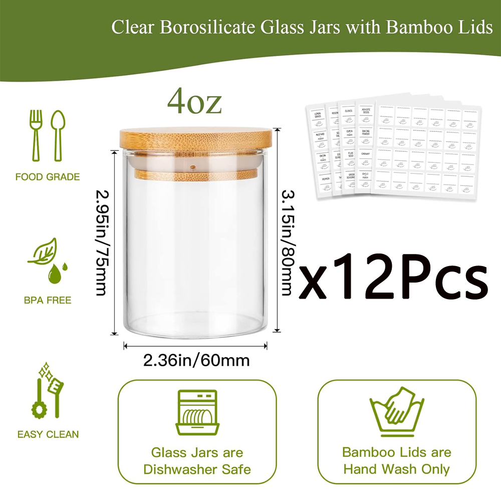 4oz Glass Spice Jars with Bamb - огляд і ціна Glass Meal Prep Container