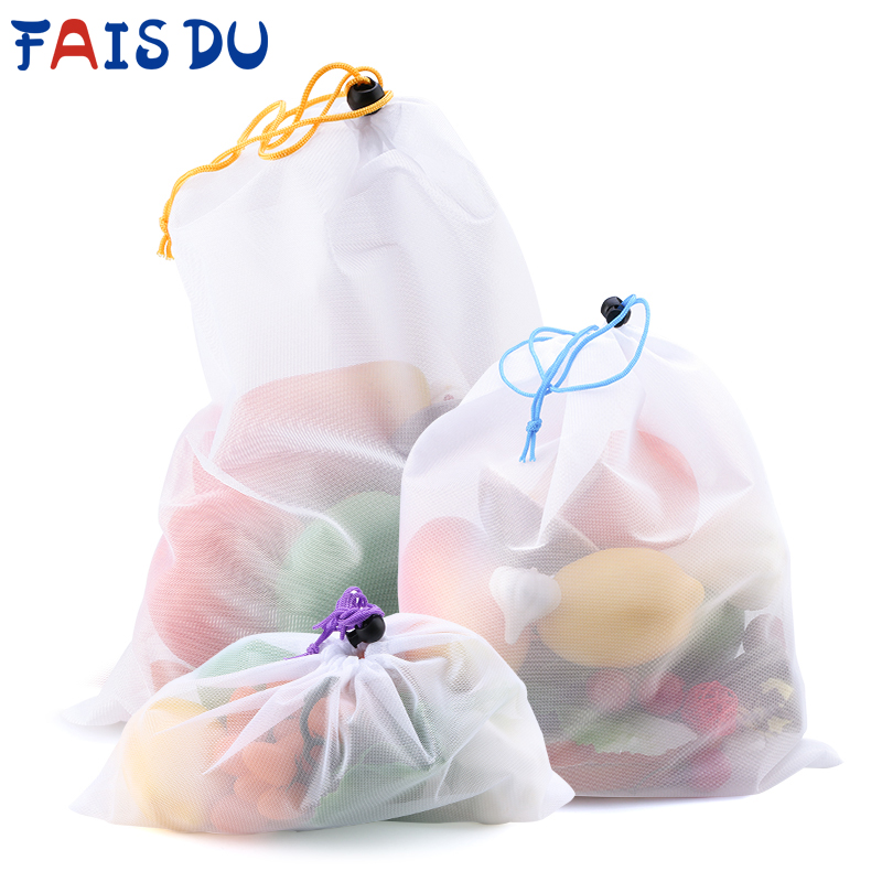 3/9/15pcs Reusable Vegetable F - огляд і ціна Produce Bag Reusable Mesh