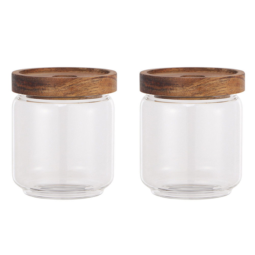 2Pcs High Borosilicate Glass F - огляд і ціна Food Storage Jars With Wooden Lids