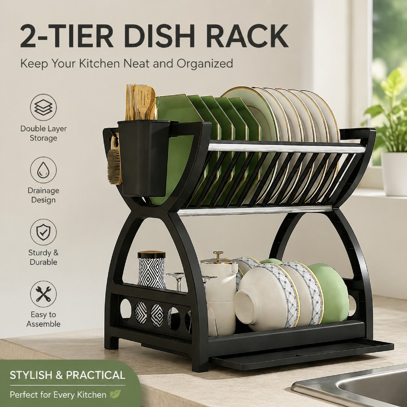 2 Tier Dish Drying Rack Kitche - огляд і ціна Food Storage Organiser