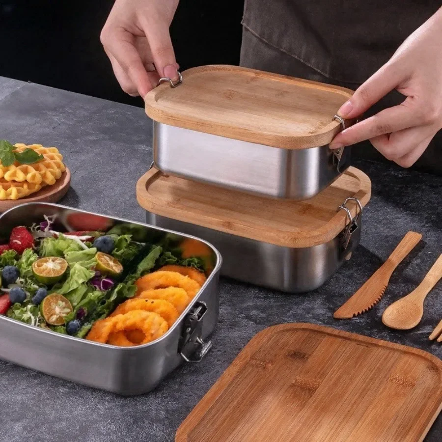 New 304 Stainless Steel Bamboo - огляд і ціна Food Storage Boxes With Lids