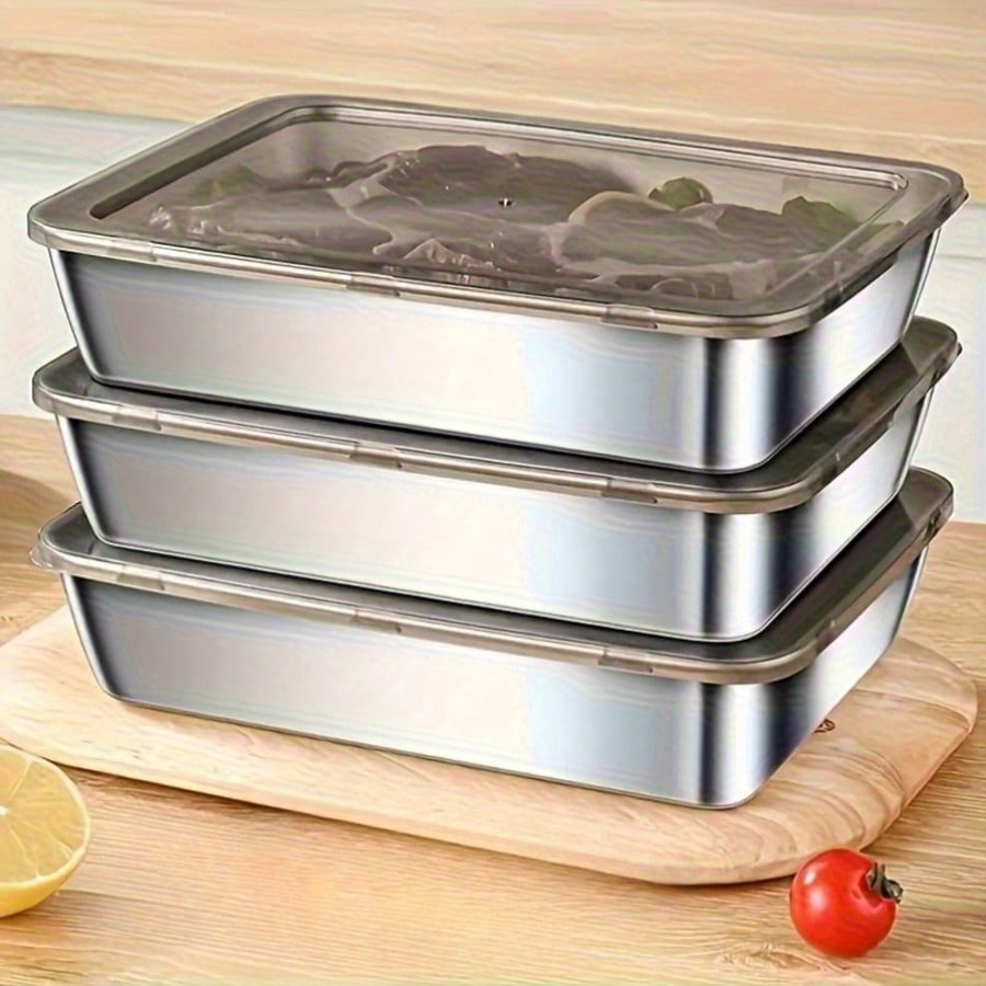 6pcs(3 Boxes+ 3 Lids) Stainles - огляд і ціна Food Storage Boxes With Lids