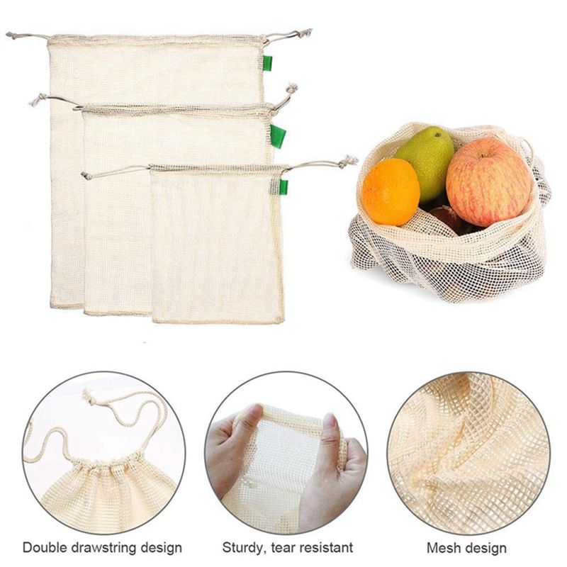 [N84R] 9Pcs/Set High Quality M - огляд і ціна Produce Bag Reusable Mesh