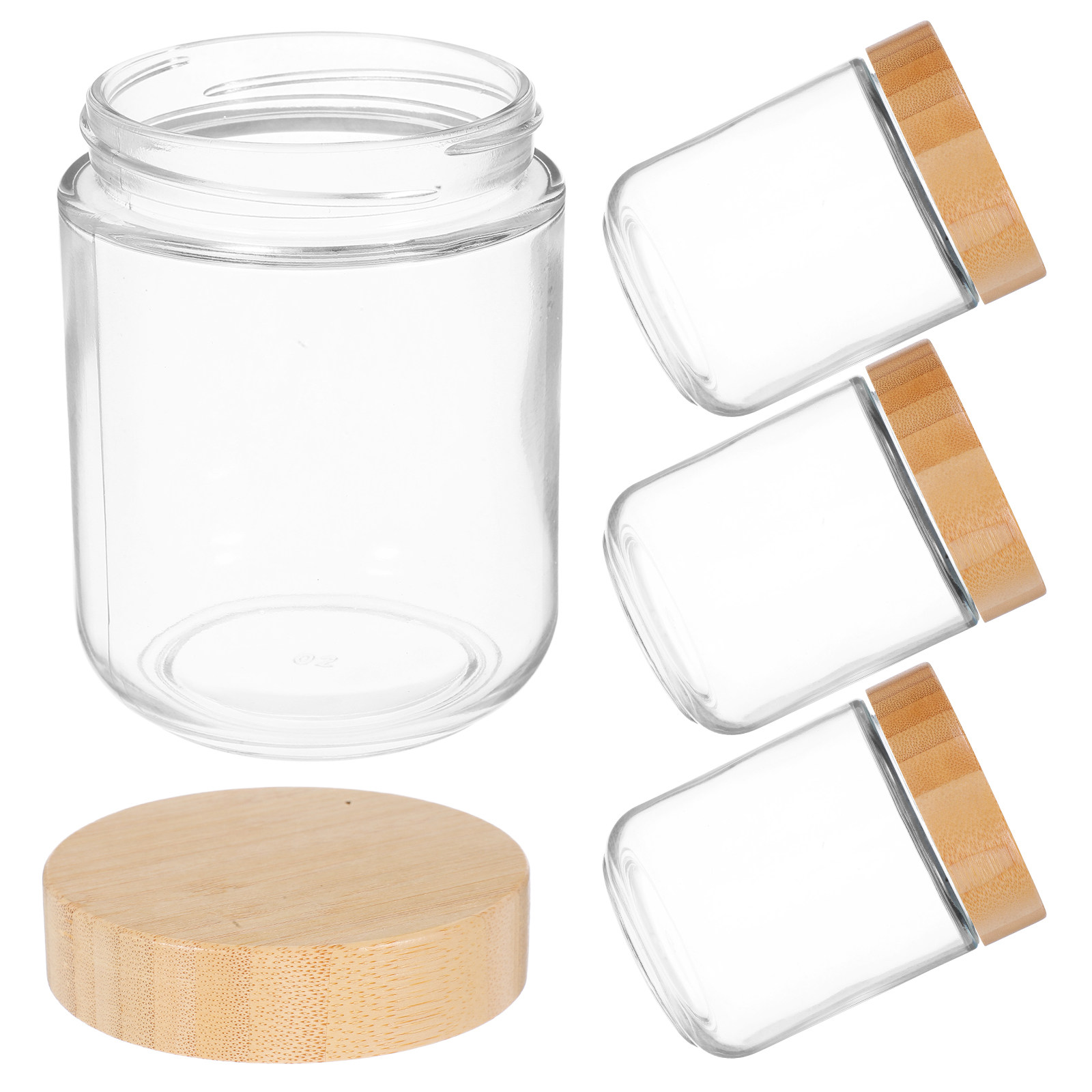 4Pcs Transparent Glass Jars wi - огляд і ціна Food Storage Jars & Containers