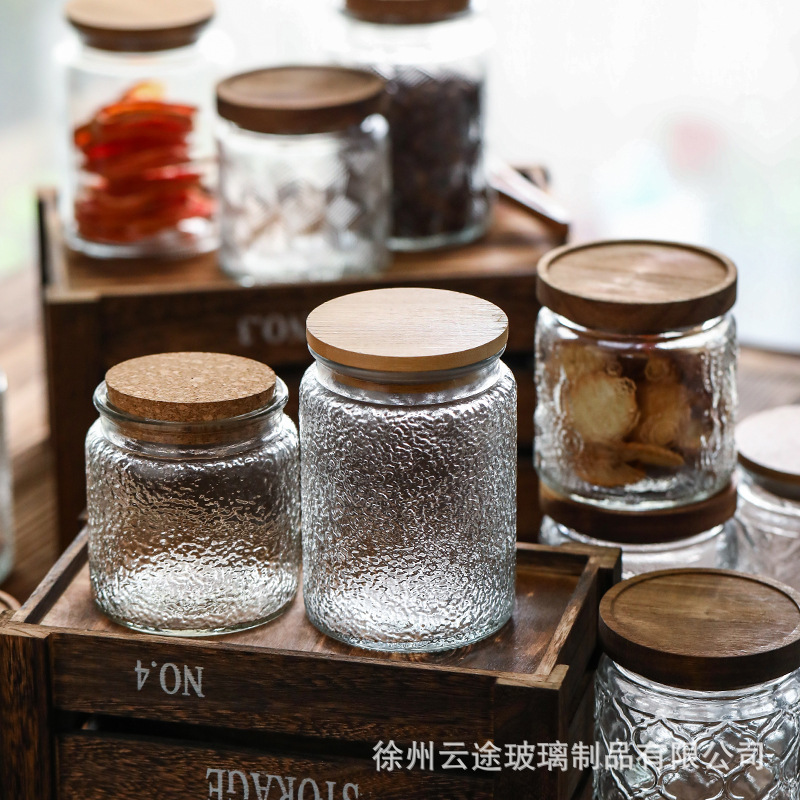 Vintage Relief Engraving Glass - огляд і ціна Food Storage Jars With Wooden Lids