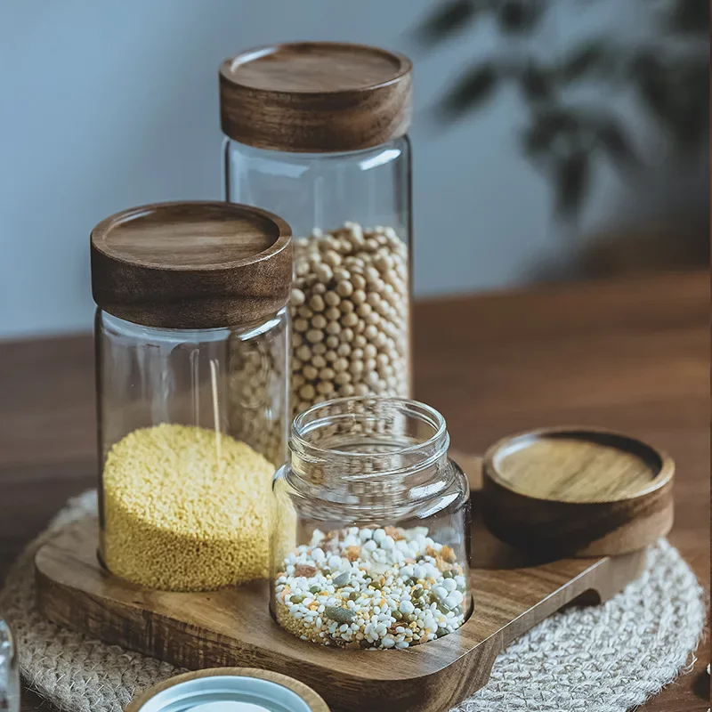 Wood Lid Orgnizer Glass Airtig - огляд і ціна Food Storage Jars With Wooden Lids