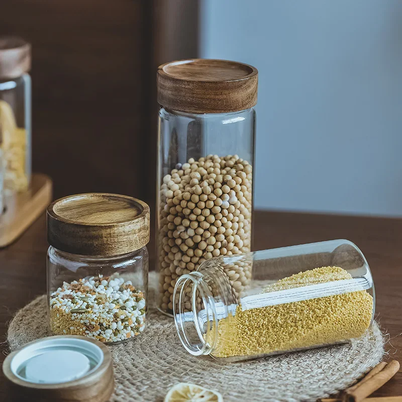 Wood Lid Orgnizer Glass Airtig - огляд і ціна Food Storage Jars With Wooden Lids