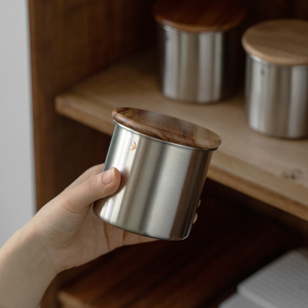 New Stainless Steel Matcha Jar - огляд і ціна Food Storage Jars With Wooden Lids