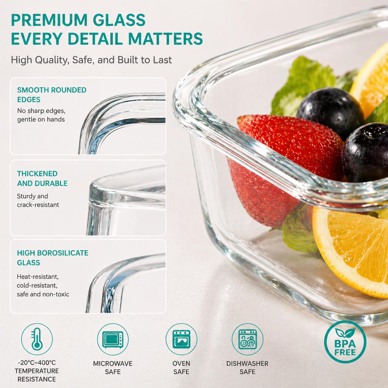 16pcs Sealed Glass Food Storag - огляд і ціна Glass Meal Prep Container