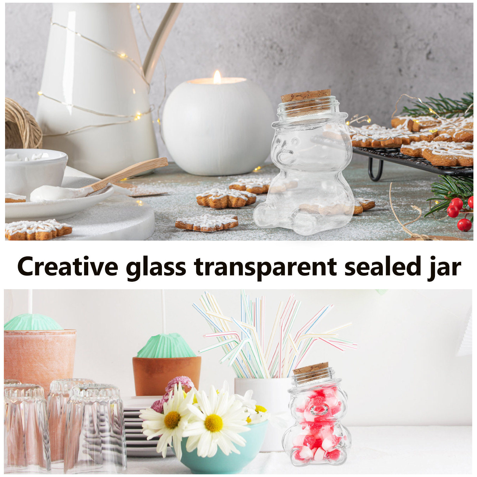 4Pcs Glass Candy Jar Set Trans - огляд і ціна Food Storage Jars & Containers