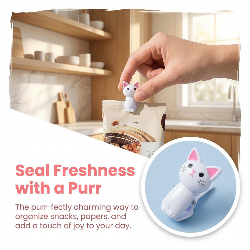 Cute Cat Shaped Bag Clips Reus - огляд і ціна Food Storage Reusable Bags