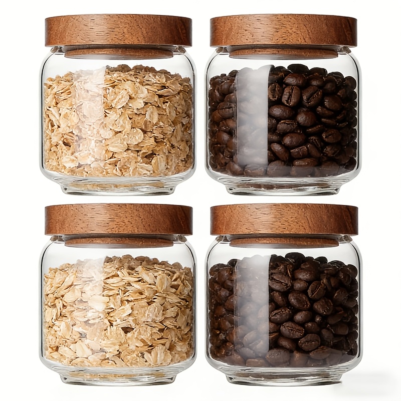 4 Pack 15oz Clear Glass Jars w - огляд і ціна Food Storage Jars With Wooden Lids