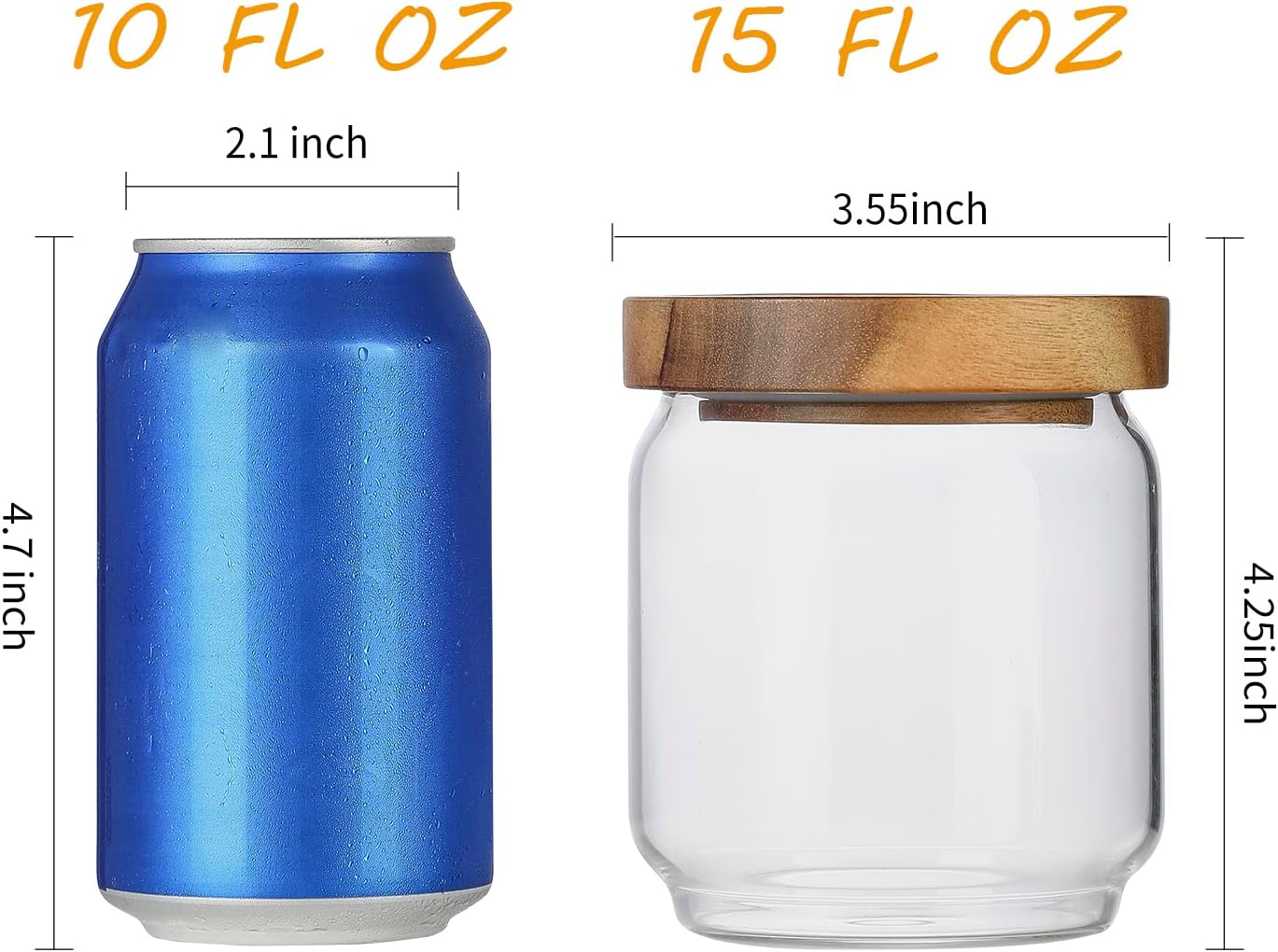 4 Pack 15oz Clear Glass Jars w - огляд і ціна Food Storage Jars With Wooden Lids