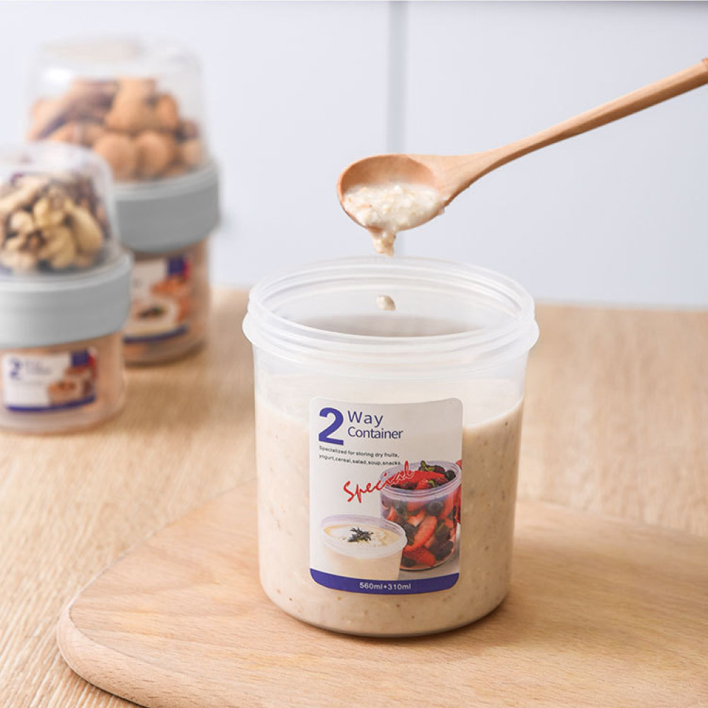 Double Layer Leakproof Food Ca - огляд і ціна Food Storage Jars With Wooden Lids