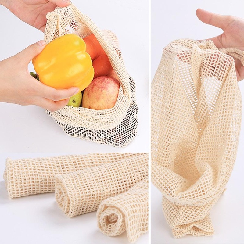 3PCS/LOT Cotton Mesh Vegetable - огляд і ціна Produce Bag Reusable Mesh