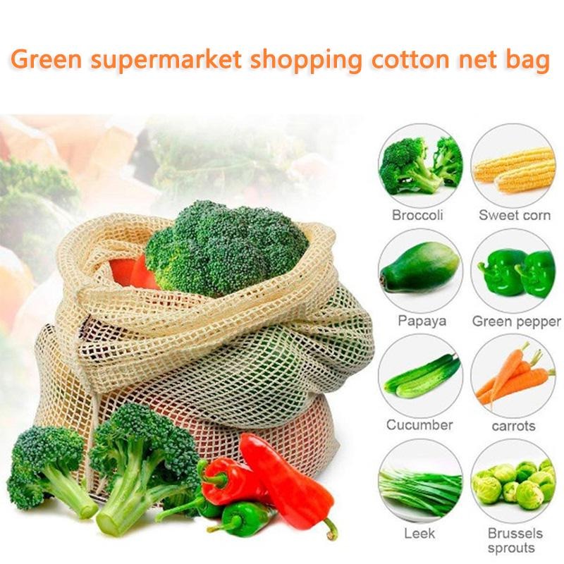 3PCS/LOT Cotton Mesh Vegetable - огляд і ціна Produce Bag Reusable Mesh